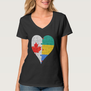 kanadisches Gabunisches Flaggenherz T-Shirt