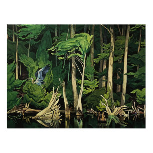 Kanadisches Gemälde 'Blue Heron' von A J Casson Poster
