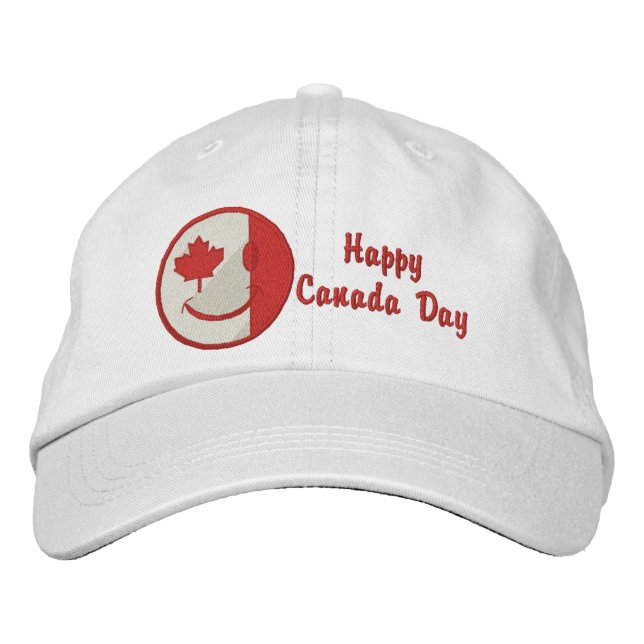 kanadisches glückliches Gesicht bestickt Bestickte Kappe (Vorderseite)