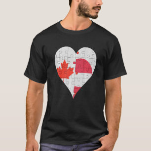 Kanadisches grönländische Flaggenherz T-Shirt