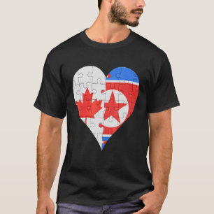 Kanadisches nordkoreanisches Flaggenherz T-Shirt