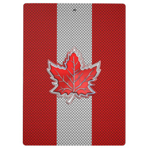 Kanadisches Rotes Ahornblatt auf Carbon Fibre Prin Klemmbrett