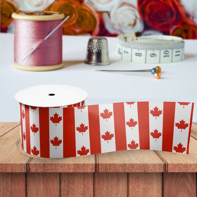 kanadisches Rotweiße kanadische Flaggenmuster Satinband (Canada Canadian flag maple leaf pattern ribbon)