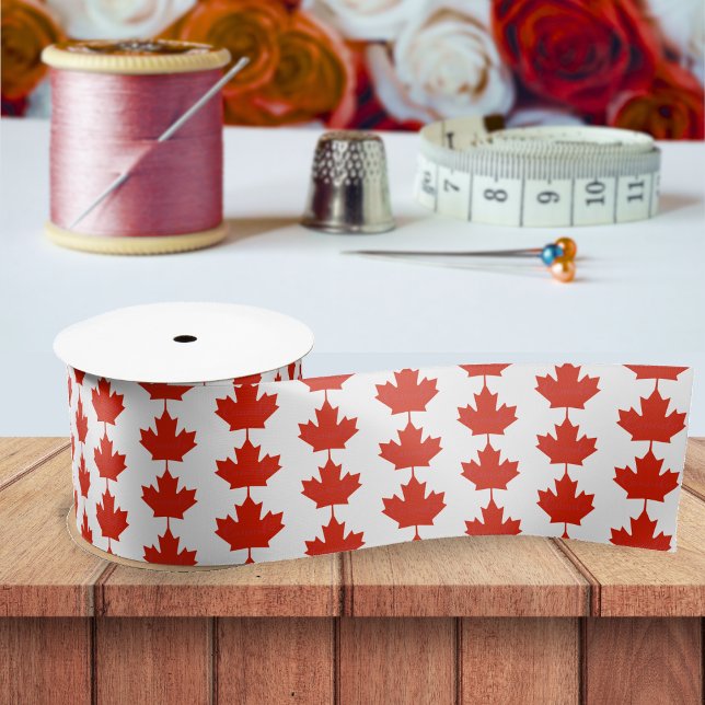 kanadisches Rotweiße kanadische Flaggenmuster Satinband (Canada Canadian flag maple leaf pattern ribbon)