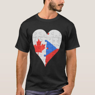 kanadisches tschechisches Flaggenherz T-Shirt