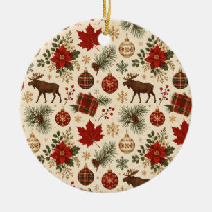 Kanadisches Wald-Botanik-Weihnachtsschmuck Keramik Ornament