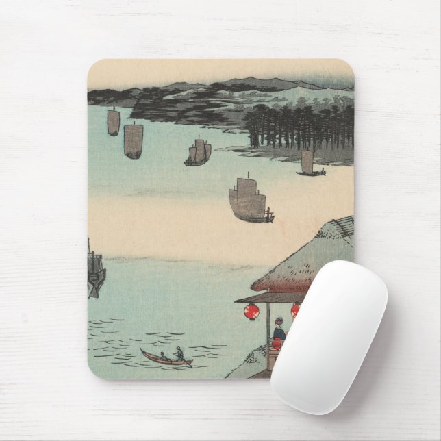 Kanagawa, Japan: Vintage Ukiyo-e Woodblock Print Mousepad (Mit Mouse)
