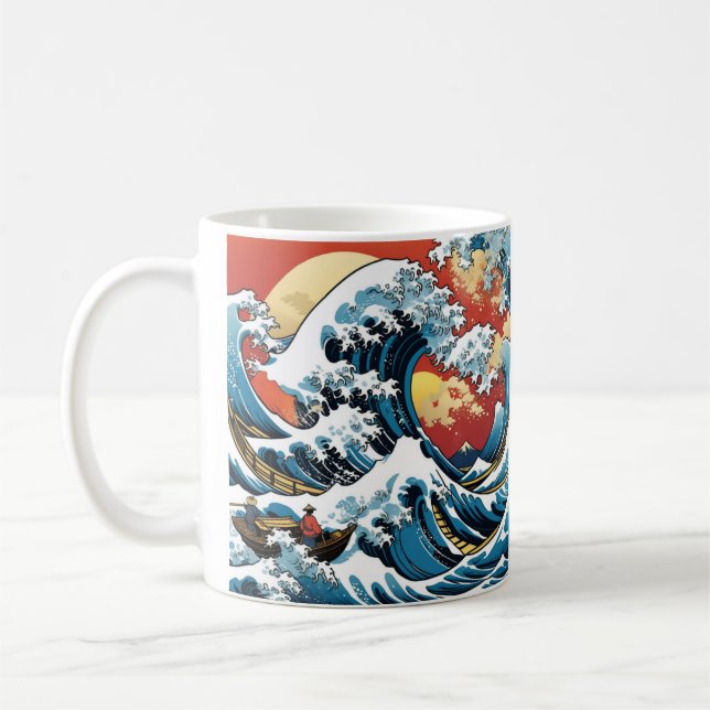 Kanagawa Japanisch Die große Welle Kaffeetasse (Links)
