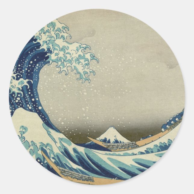 Kanagawa Wave von Katsushika Hokusai Runder Aufkleber (Vorderseite)