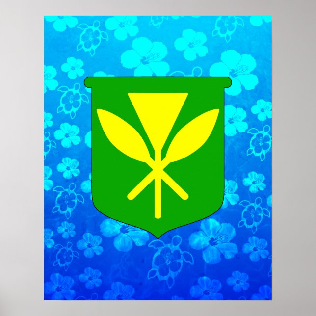 Kanaka Maoli Blue Honu Poster (Vorne)