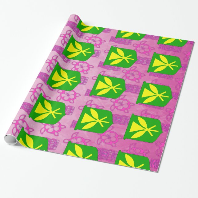 Kanaka Maoli rosa Tiki Geschenkpapier (Ungerollt)
