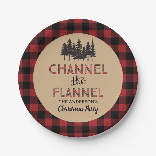 Kanal Das Weihnachtsdekor des Flannel Party Pappteller (Vorderseite)