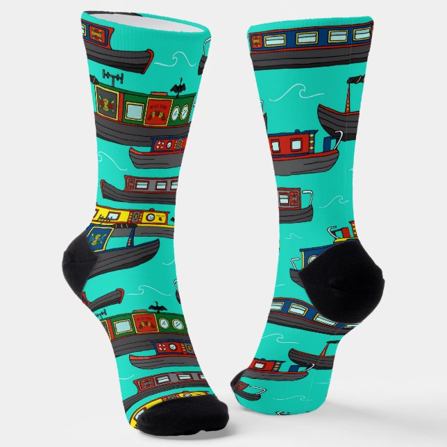 Kanal-Hausboot Muster-Schiffermütze Socken (Gewinkelt)