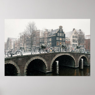 Kanal in Amsterdam im Winter Poster