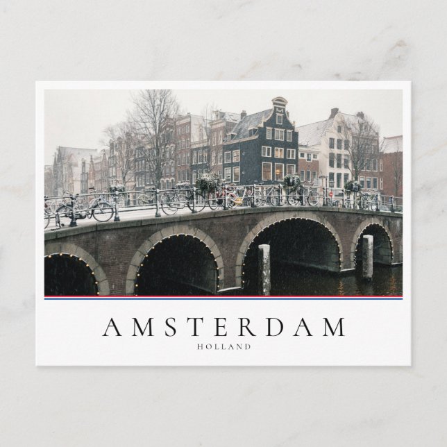 Kanal in Amsterdam im Winter Postkarte (Vorderseite)