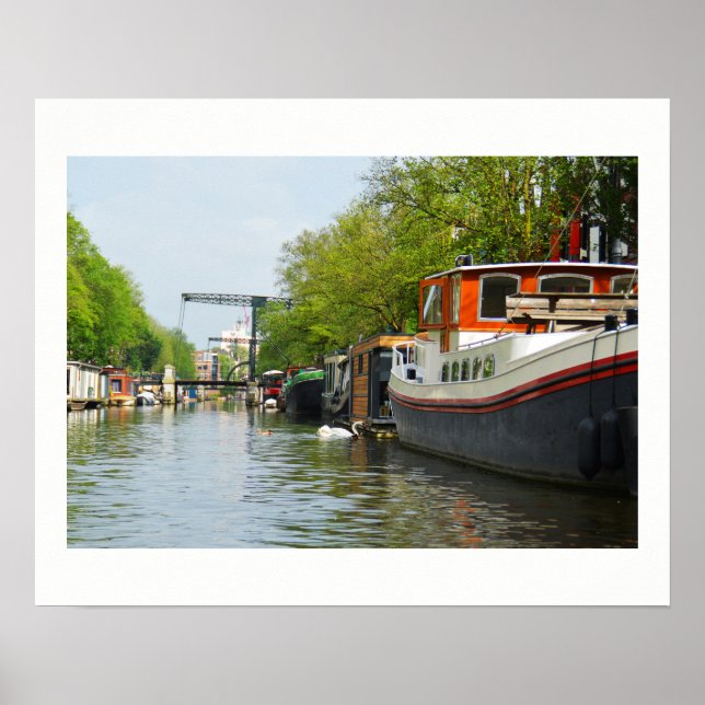 Kanal in Amsterdam Poster (Vorne)