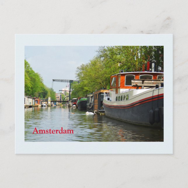 Kanal in Amsterdam Postkarte (Vorderseite)