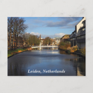 Kanal in Leiden, Niederlande, Postcard Postkarte