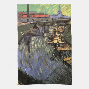 Kanal mit Frauen waschen von Vincent van Gogh Geschirrtuch