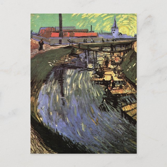 Kanal mit Frauen waschen von Vincent van Gogh Postkarte (Vorderseite)
