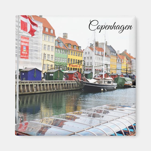 Kanal Nyhavn in Kopenhagen, Danmark Magnet (Vorne)
