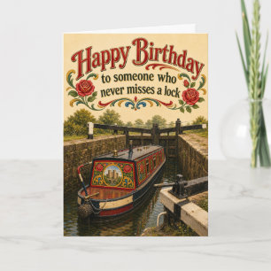 Kanal-Schleusen-Narrowboat-Geburtstagskarte Karte