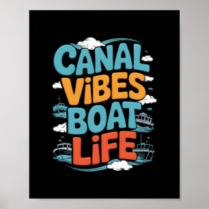 Kanal-Schmalboot-Urlaub Ferien Live an Bord Haus Poster
