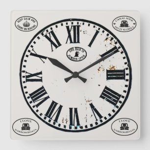 Kanal-Stempeluhr 1 Quadratische Wanduhr