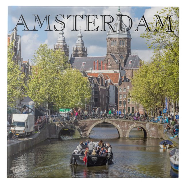 Kanal und Keramik von Amsterdam Fliese (Vorderseite)
