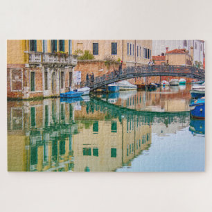 Kanal Venedig und Brücke mit Reflektionen, Italien Puzzle