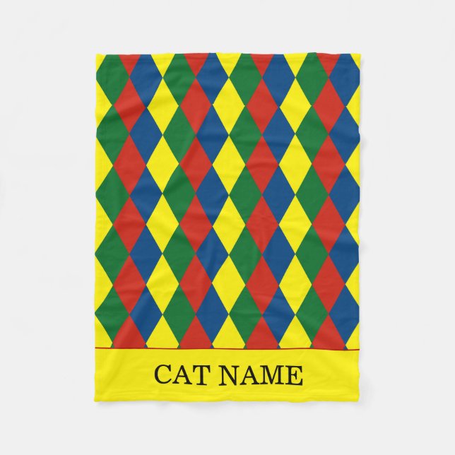 Kanalboot Diamant Muster Katze Fleecedecke (Vorderseite)