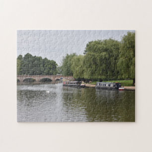 Kanalboote am Fluss Avon Warwickshire Vereinigtes Puzzle