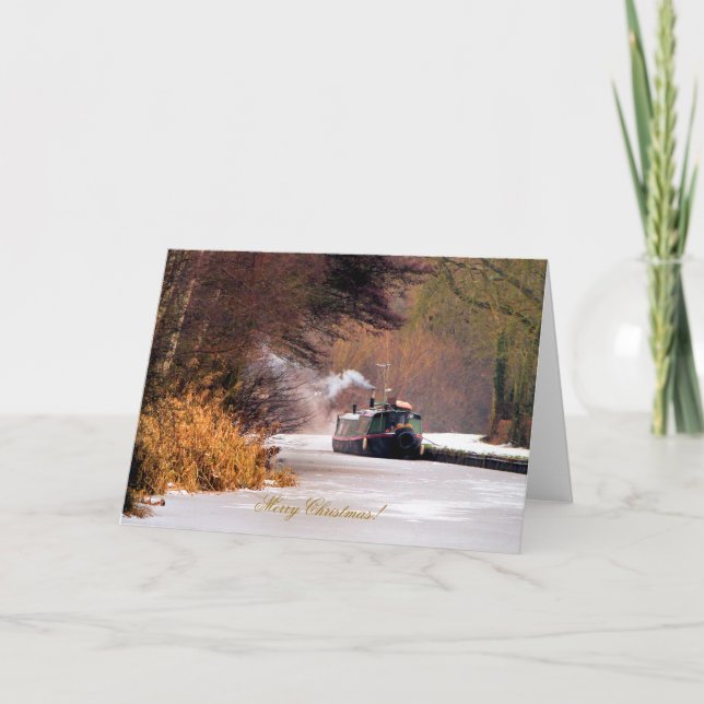 KANALBOOTE DER CHRISTMAS FEIERTAGSKARTE (Vorderseite)