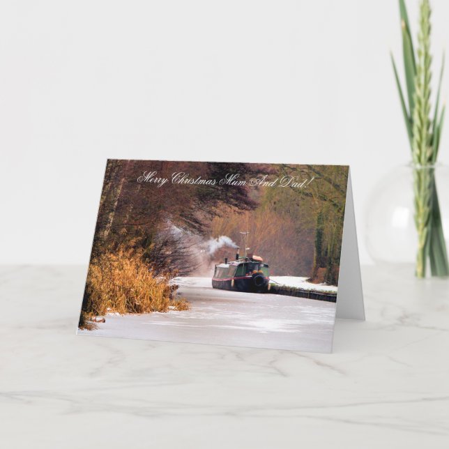 KANALBOOTE DER CHRISTMAS FEIERTAGSKARTE (Vorderseite)