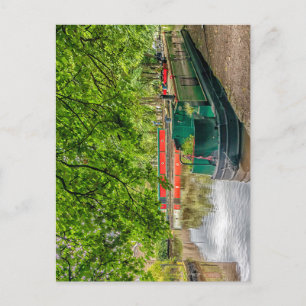 Kanalboote in Uppermill Kanalbecken, Oldham Postkarte