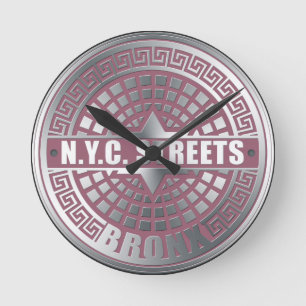 Kanaldeckel Bronx Runde Wanduhr