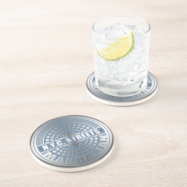 Kanaldeckel Manhattan Getränkeuntersetzer (Seite)