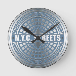 Kanaldeckel NYC Runde Wanduhr