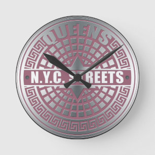 Kanaldeckel Queens Runde Wanduhr