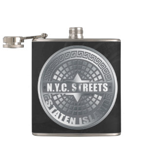 Kanaldeckel Staten Island Grau Flachmann