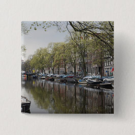 Kanäle in Amsterdam, Holland Button