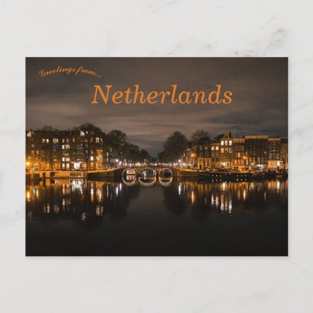 Kanäle in Amsterdam Niederlande Postkarte (Vorderseite)
