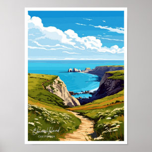 Kanalinseln Kalifornien Reiseillustration Poster
