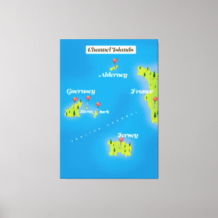 Kanalinseln-Karte Poster. Leinwanddruck