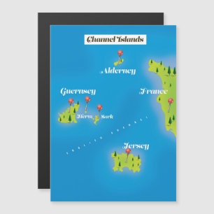 Kanalinseln-Karte Poster. Magnetkarte