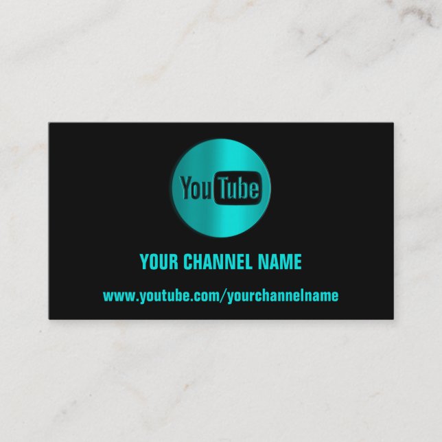 KANALNAME YOUTUBER LOGO QR CODE MINT SCHWARZ VISITENKARTE (Vorderseite)