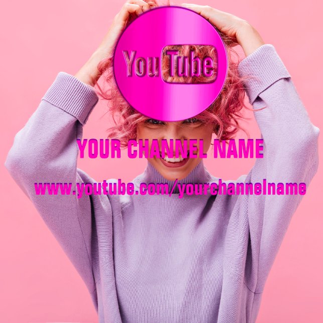 KANALNAME YOUTUBER LOGO QR CODE PINK WHITE VISITENKARTE (CHANNEL NAME YOUTUBER LOGO QR CODE PINK WHITE BUSINESS CARD )