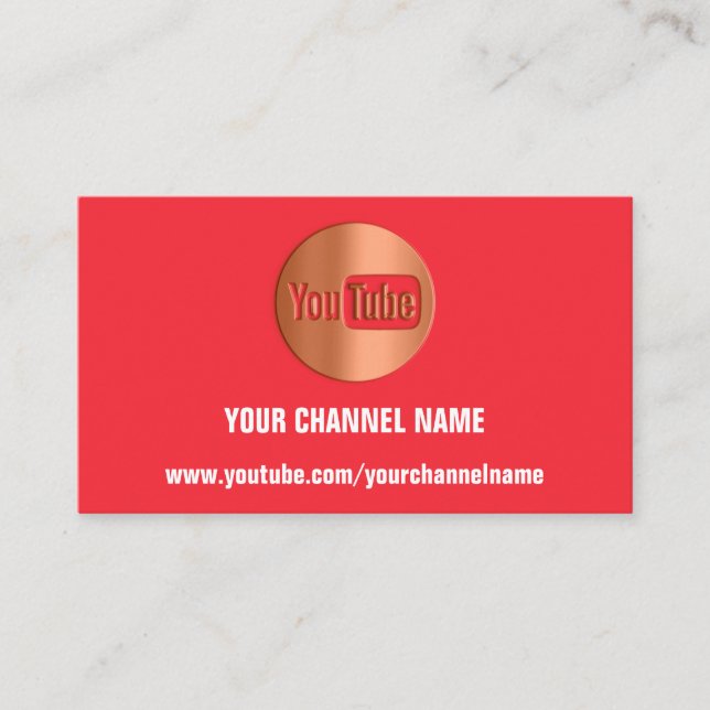 KANALNAME YOUTUBER LOGO QR CODE RED COPPER VISITENKARTE (Vorderseite)