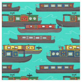 Kanalschmale Boote und Barges Muster Stoff