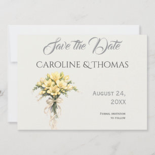 Kanariengelb Romantische Freesien-Blumenhochzeit Save The Date